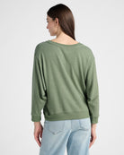 Heather Olive $|& SEAS Shoreline Hacci Crew - SOF Back