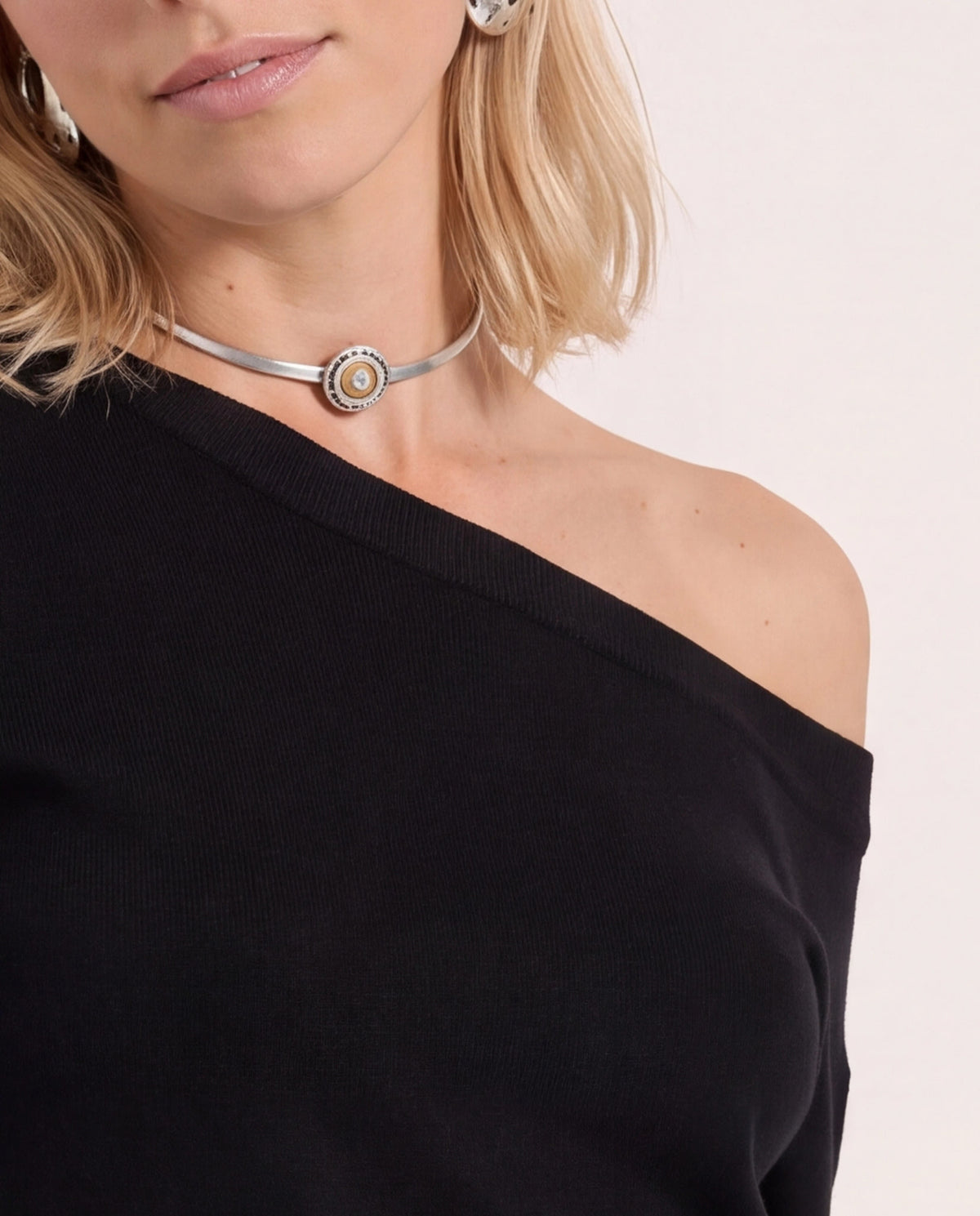 Black $|& SEAS Pacific One Shoulder Sweater - SOF Back