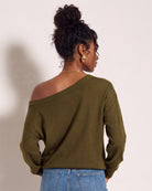 Olive $|& SEAS Pacific One Shoulder Sweater - SOF Side