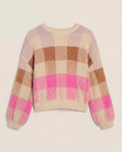 Lilac/ Chocolate/ Hot Pink Plaid $|& SEAS Eyelash Plaid Sweater - Hanger Detail