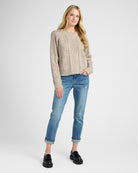 Mushroom $|& SEAS Embellished Cable Crew Sweater - SOF Full Front