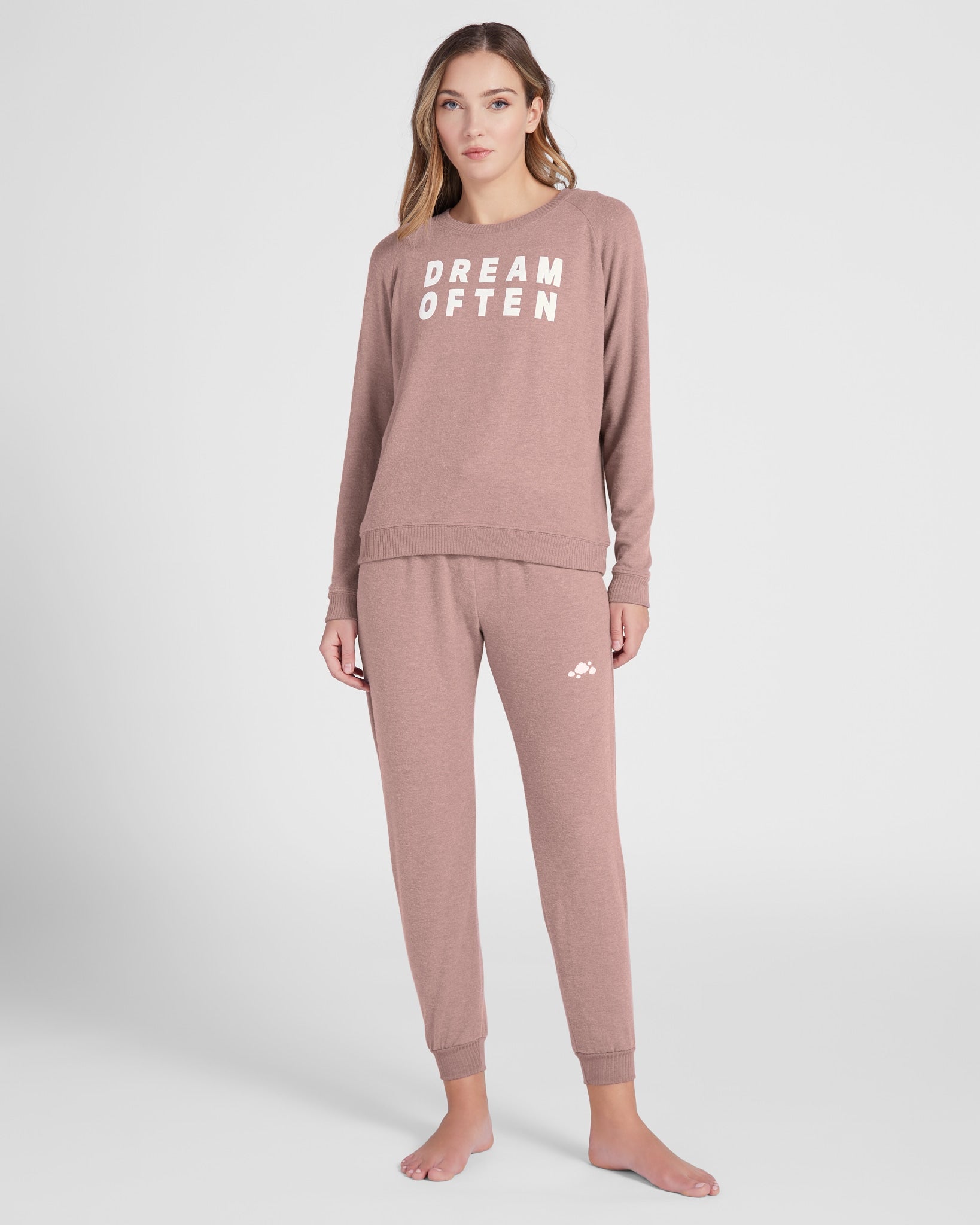 Mauve $|& SEAS Shoreline Hacci "Dream Often" Graphic Pullover - SOF Full Front