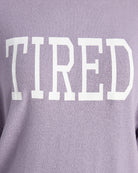 Heather Purple Sage $|& SEAS Shoreline Hacci "Tired" Graphic Pullover - SOF Full Front