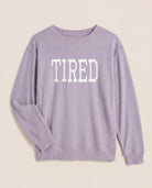 Heather Purple Sage $|& SEAS Shoreline Hacci "Tired" Graphic Pullover - Hanger Detail