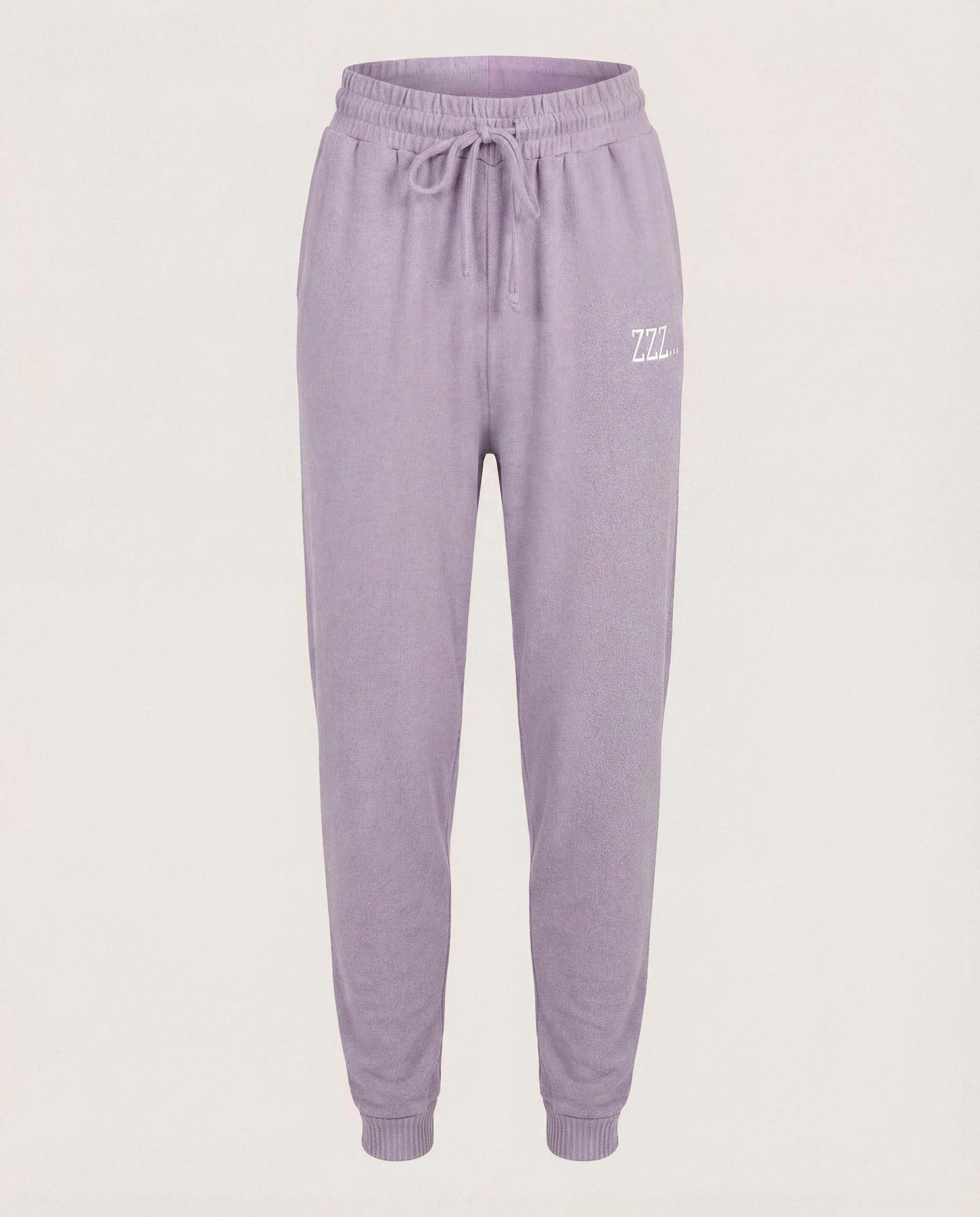 Heather Purple Sage $|& SEAS Shoreline Hacci "ZZZ" Graphic Jogger - Hanger Detail