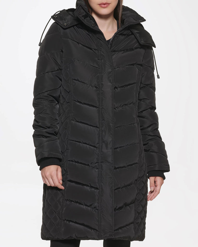 Black $|& Kenneth Cole Hooded Puffer Jacket - VOF Front