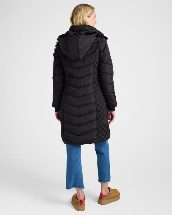 Black $|& Kenneth Cole Hooded Puffer Jacket - SOF Back