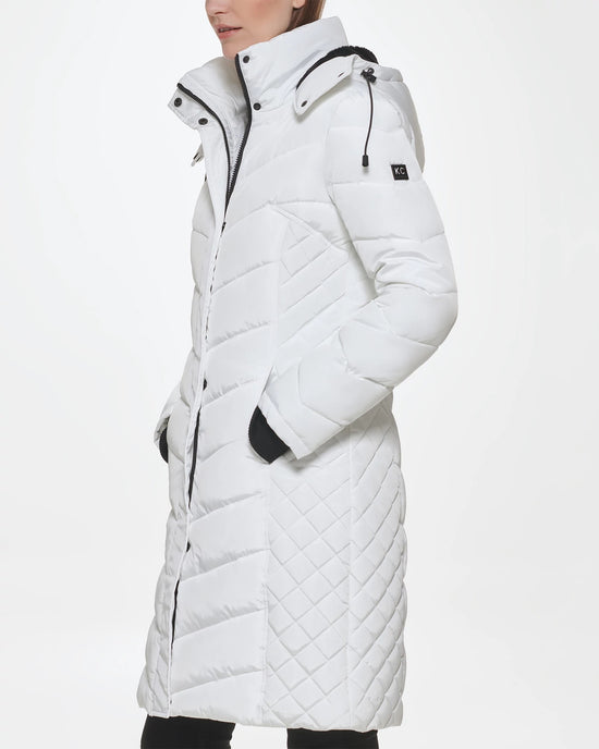 White $|& Kenneth Cole Hooded Puffer Jacket - VOF Side