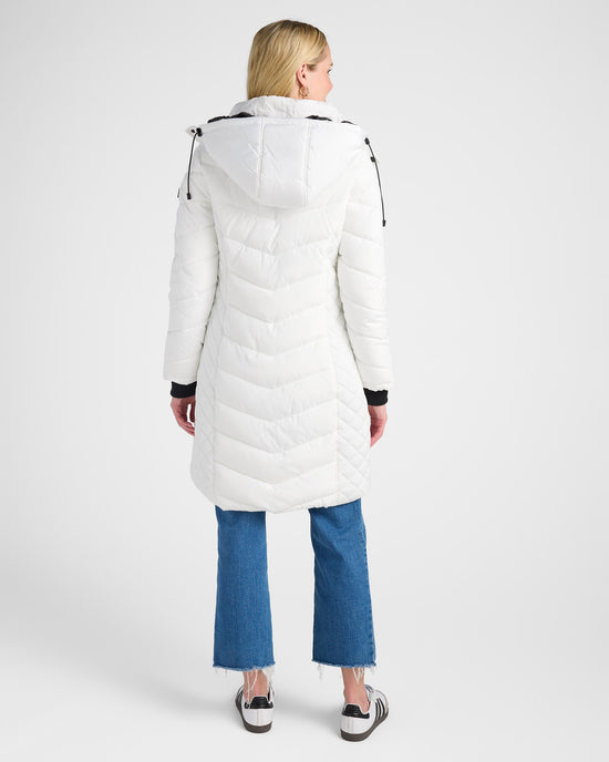 White $|& Kenneth Cole Hooded Puffer Jacket - SOF Back