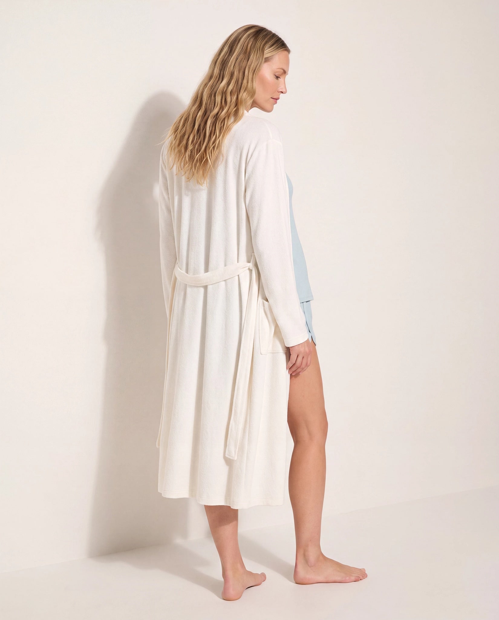 Cream $|& SEAS Shoreline Hacci Robe - SOF Front