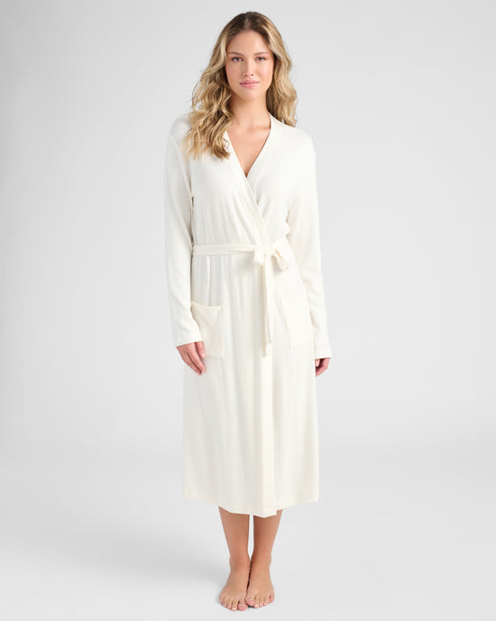 Cream $|& SEAS Shoreline Hacci Robe - SOF Front