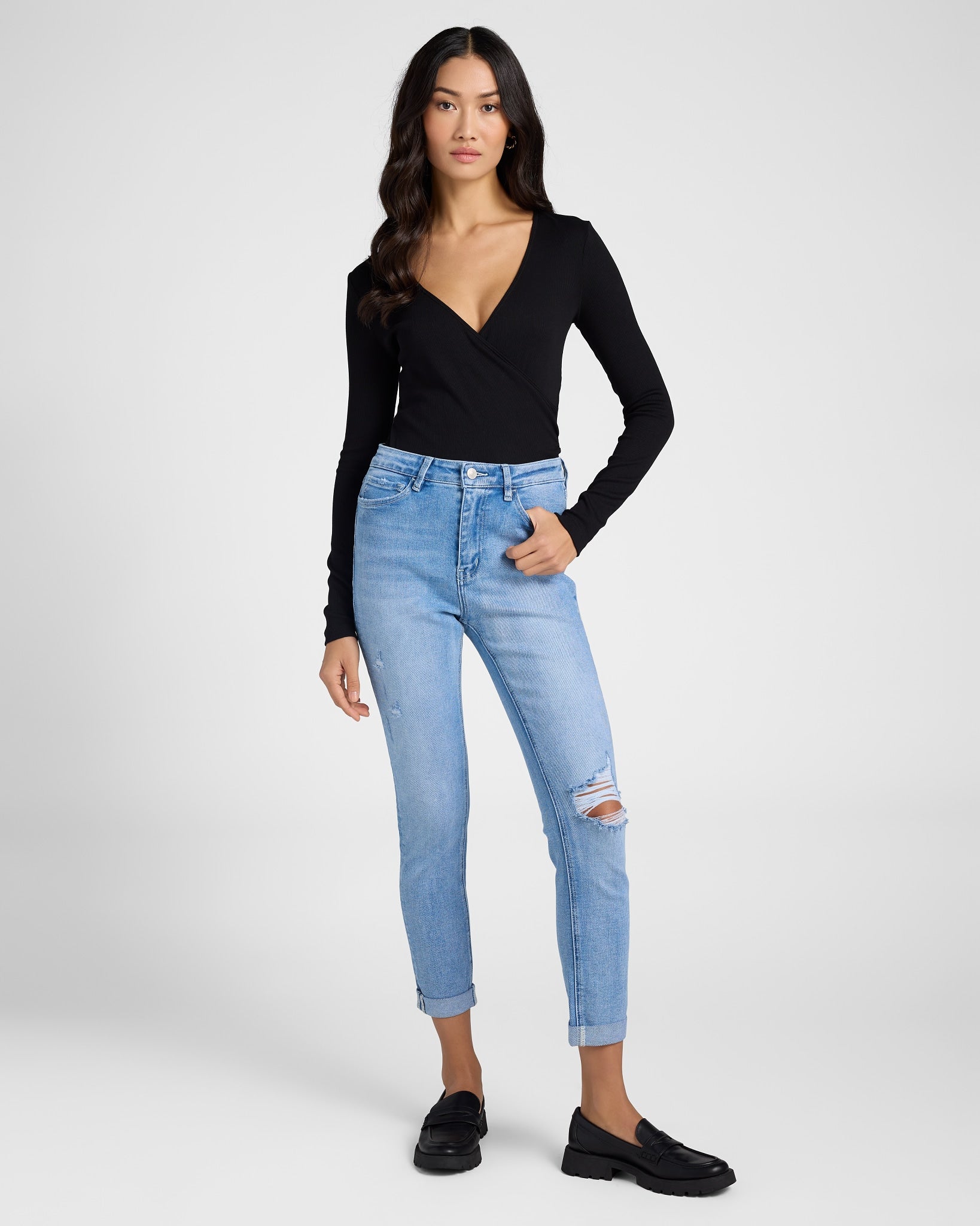 Sleepless $|& Lovervet Mid Rise Cuffed Skinny Jeans - SOF Full Front