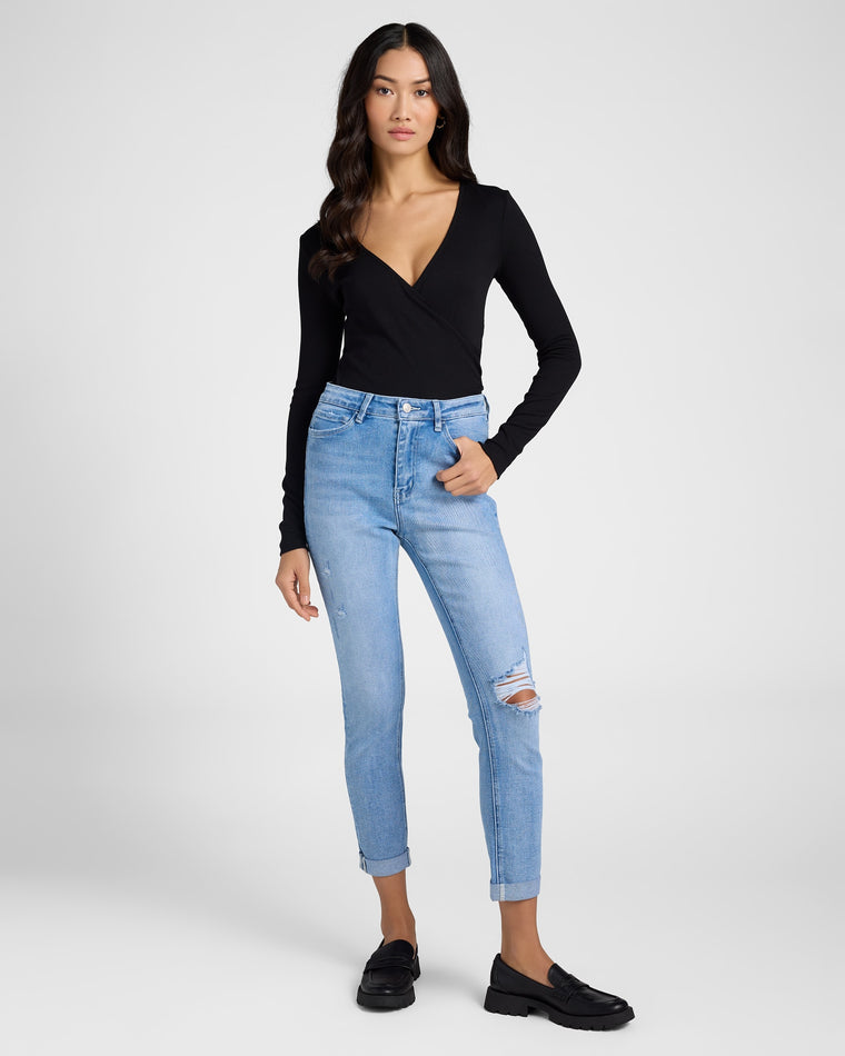 Sleepless Blue $|& Lovervet Mid Rise Cuffed Skinny Jeans - SOF Full Front