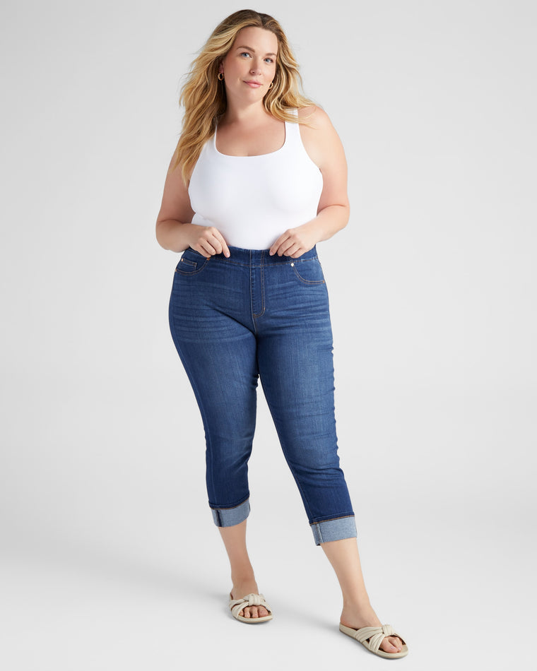 Cantrell $|& Liverpool Chloe Cuffed Cropped Jeans - SOF Full Front