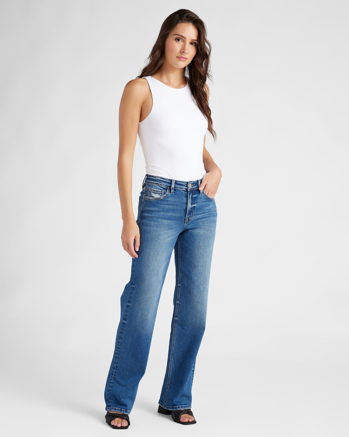 Dreamland $|& Vervet Mid Rise Slim Wide Leg Jeans - UGC On Fig