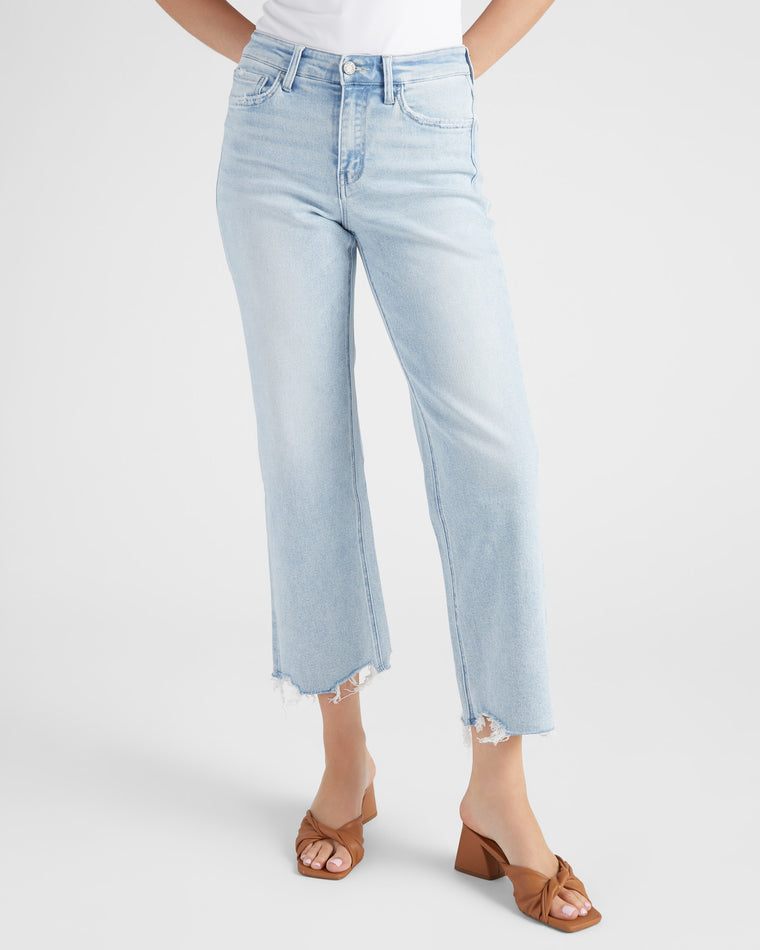 Meritorious Blue $|& Vervet Mid Rise Slim Wide Leg Jeans - SOF Front
