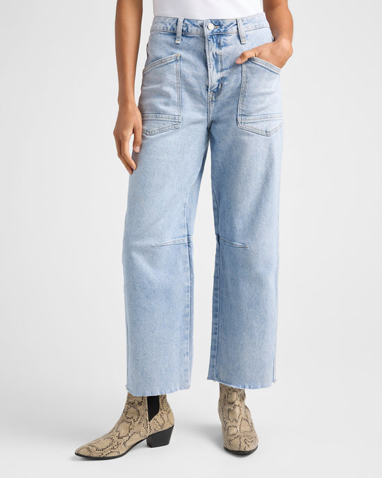 Heroine Blue $|& Vervet High Rise Barrel Leg Jeans - SOF Front