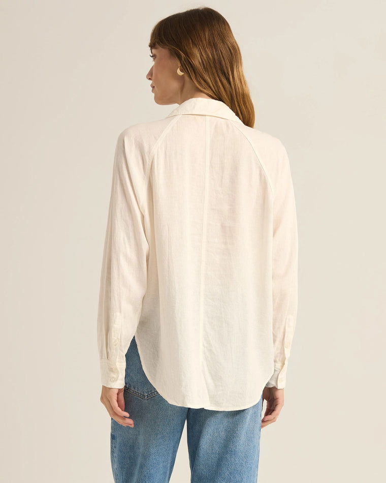 White $|& Z Supply The Perfect Linen Top - VOF Back