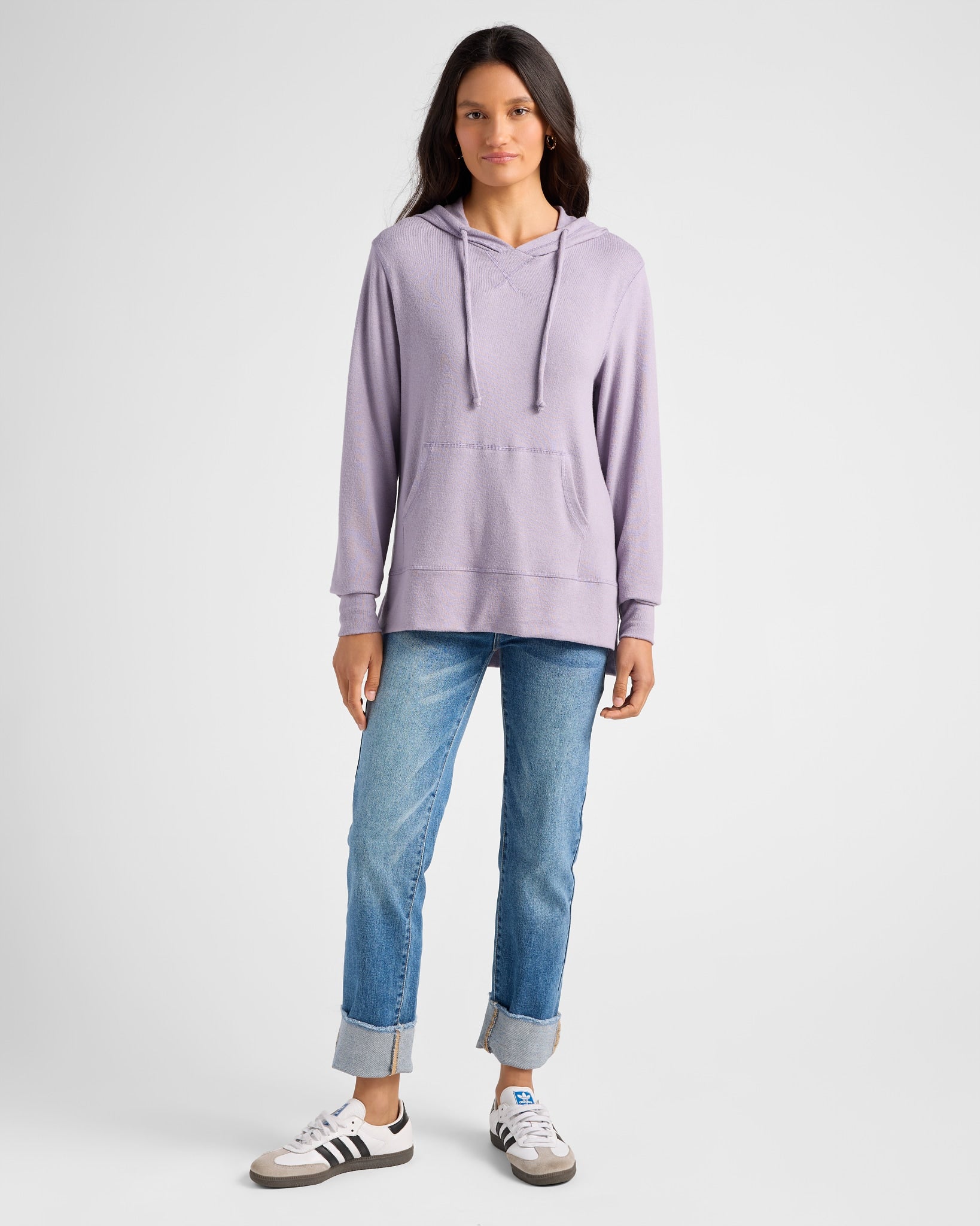 Heather Purple Sage $|& SEAS Shoreline Hacci Pocket Hoodie - SOF Full Front