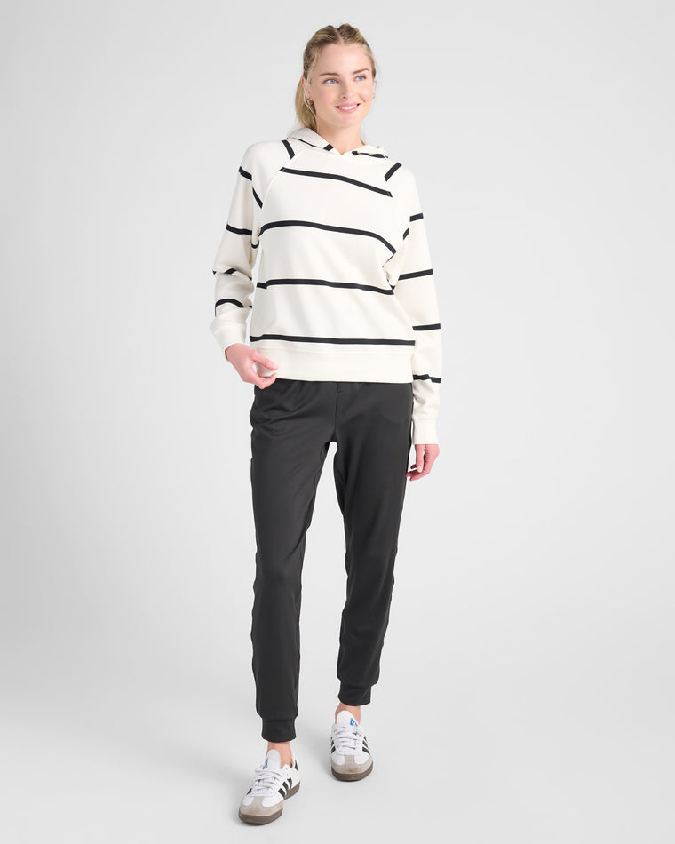 Ivory Black Stripe Ivory $|& Thread & Supply Turner Hoodie - SOF Full Front