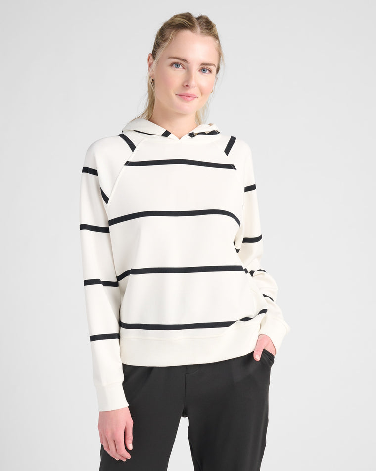 Ivory Black Stripe Ivory $|& Thread & Supply Turner Hoodie - SOF Front