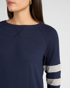 Navy/H. Grey $|& SEAS Shoreline Varsity Cozy Top - SOF Full Front