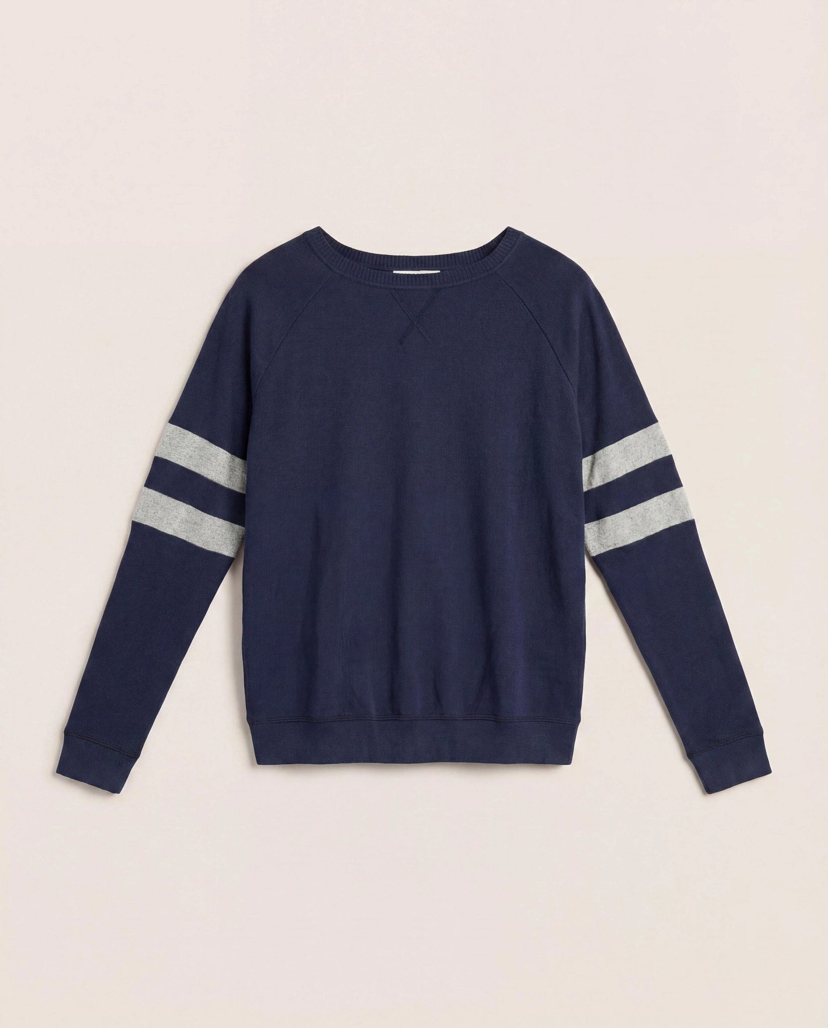 Navy/H. Grey $|& SEAS Shoreline Varsity Cozy Top - Hanger Detail