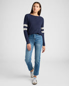 Navy/H. Grey $|& SEAS Shoreline Varsity Cozy Top - UGC On Fig
