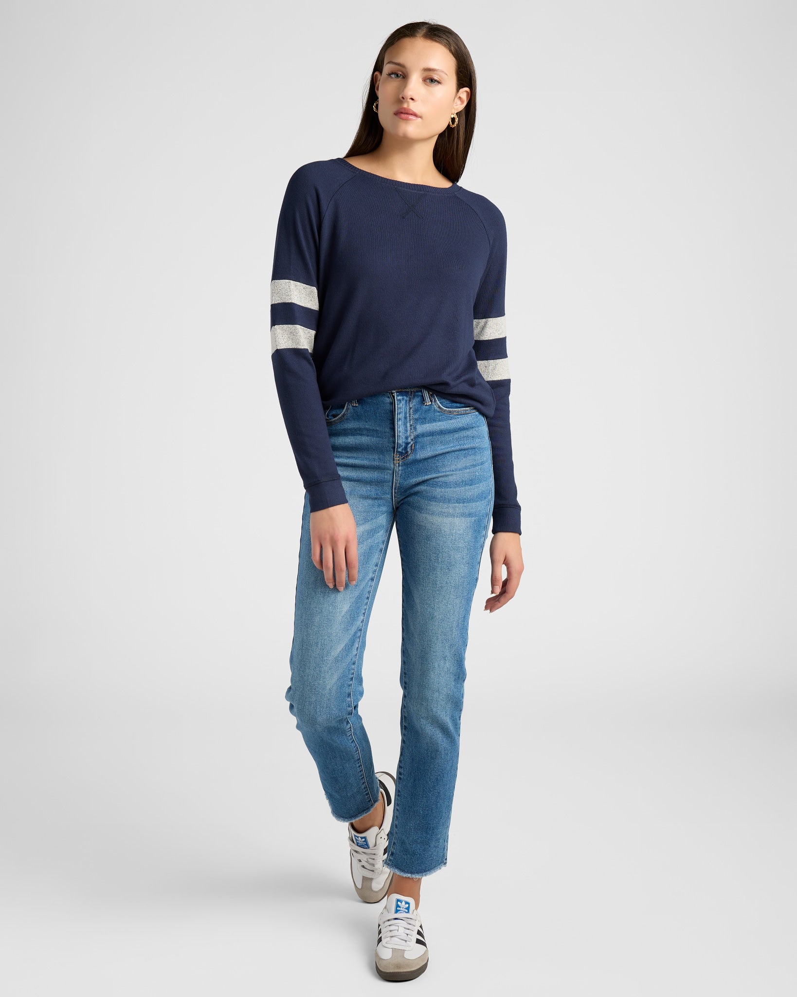 Navy/H. Grey $|& SEAS Shoreline Varsity Cozy Top - UGC On Fig