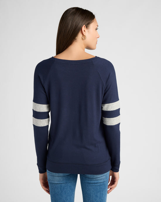 Navy/H. Grey $|& SEAS Shoreline Varsity Cozy Top - SOF Back