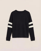 Black/Cream $|& SEAS Shoreline Varsity Cozy Top - Hanger Detail