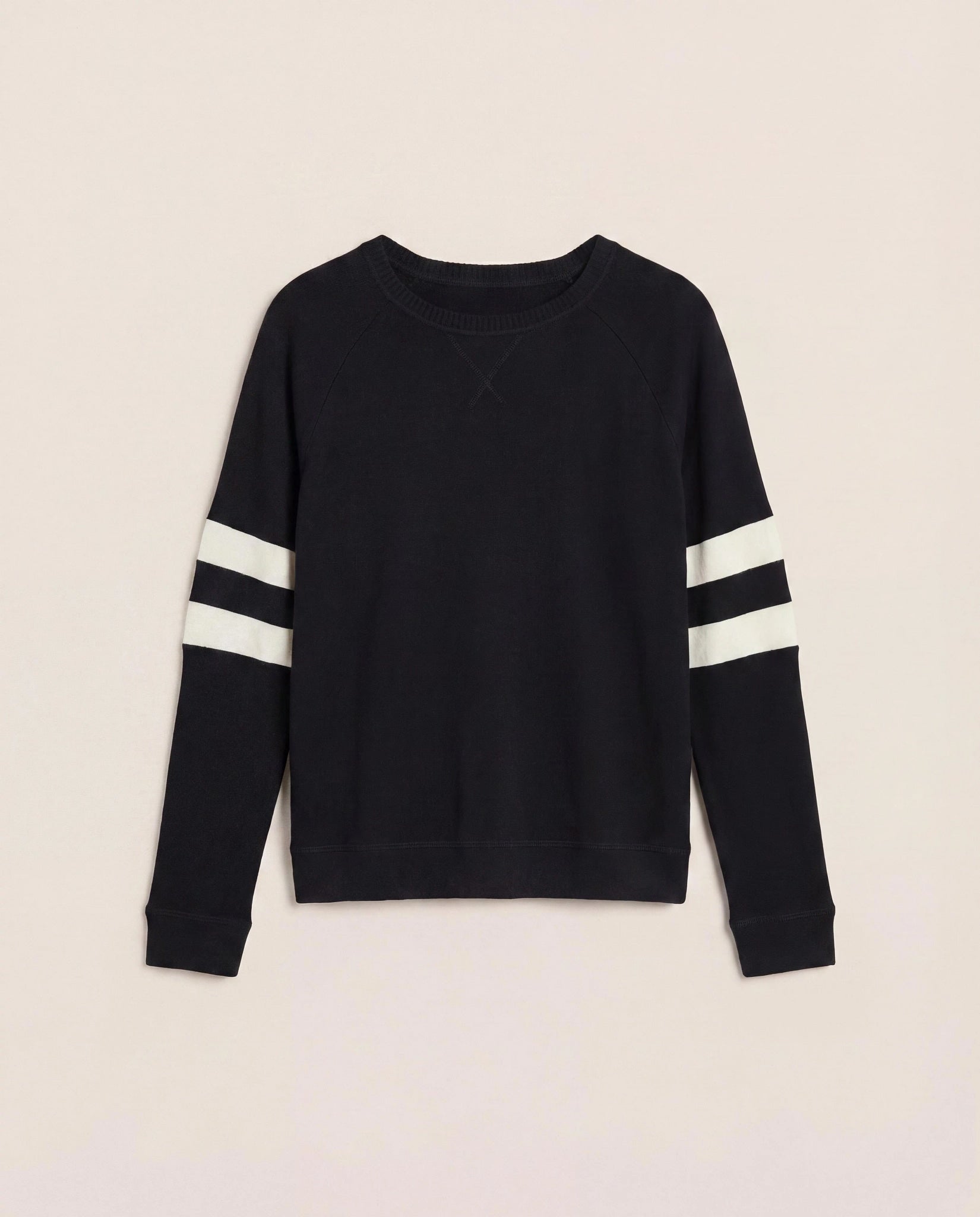 Black/Cream $|& SEAS Shoreline Varsity Cozy Top - Hanger Detail