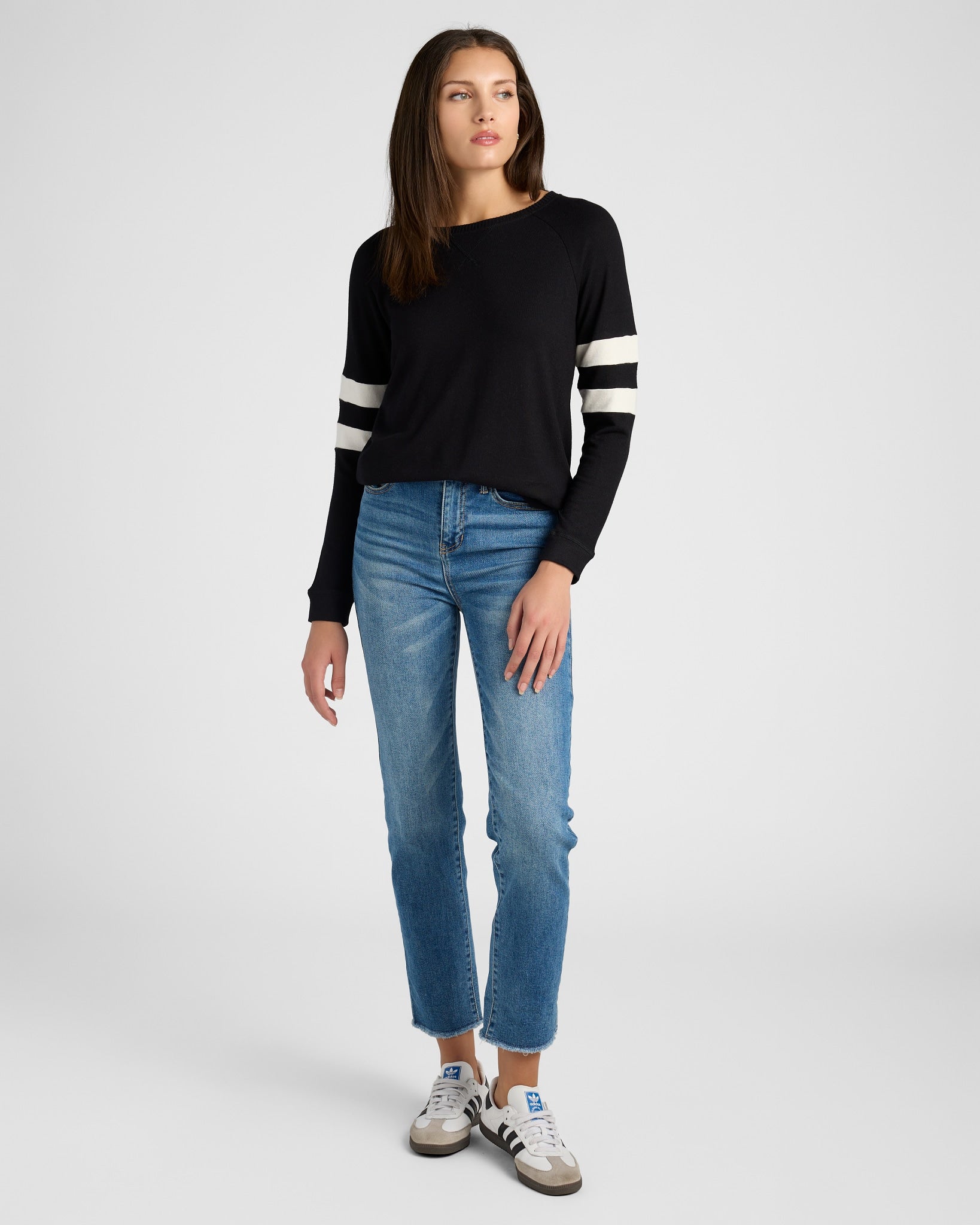 Black/Cream $|& SEAS Shoreline Varsity Cozy Top - UGC On Fig