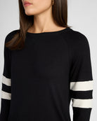 Black/Cream $|& SEAS Shoreline Varsity Cozy Top - SOF Full Front