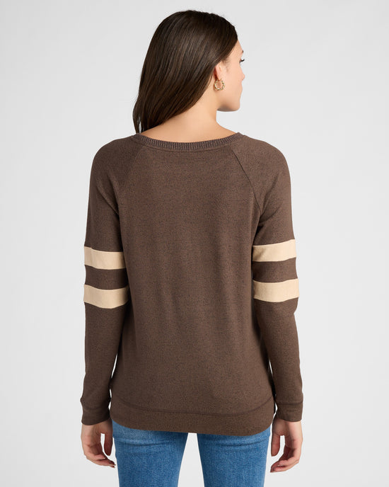 Heathered Dark Chocolate/Heathered Oatmeal $|& SEAS Shoreline Varsity Cozy Top - SOF Back