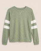 Heather Olive/Cream $|& SEAS Shoreline Varsity Cozy Top - Hanger Detail