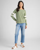 Heather Olive/Cream $|& SEAS Shoreline Varsity Cozy Top - UGC On Fig