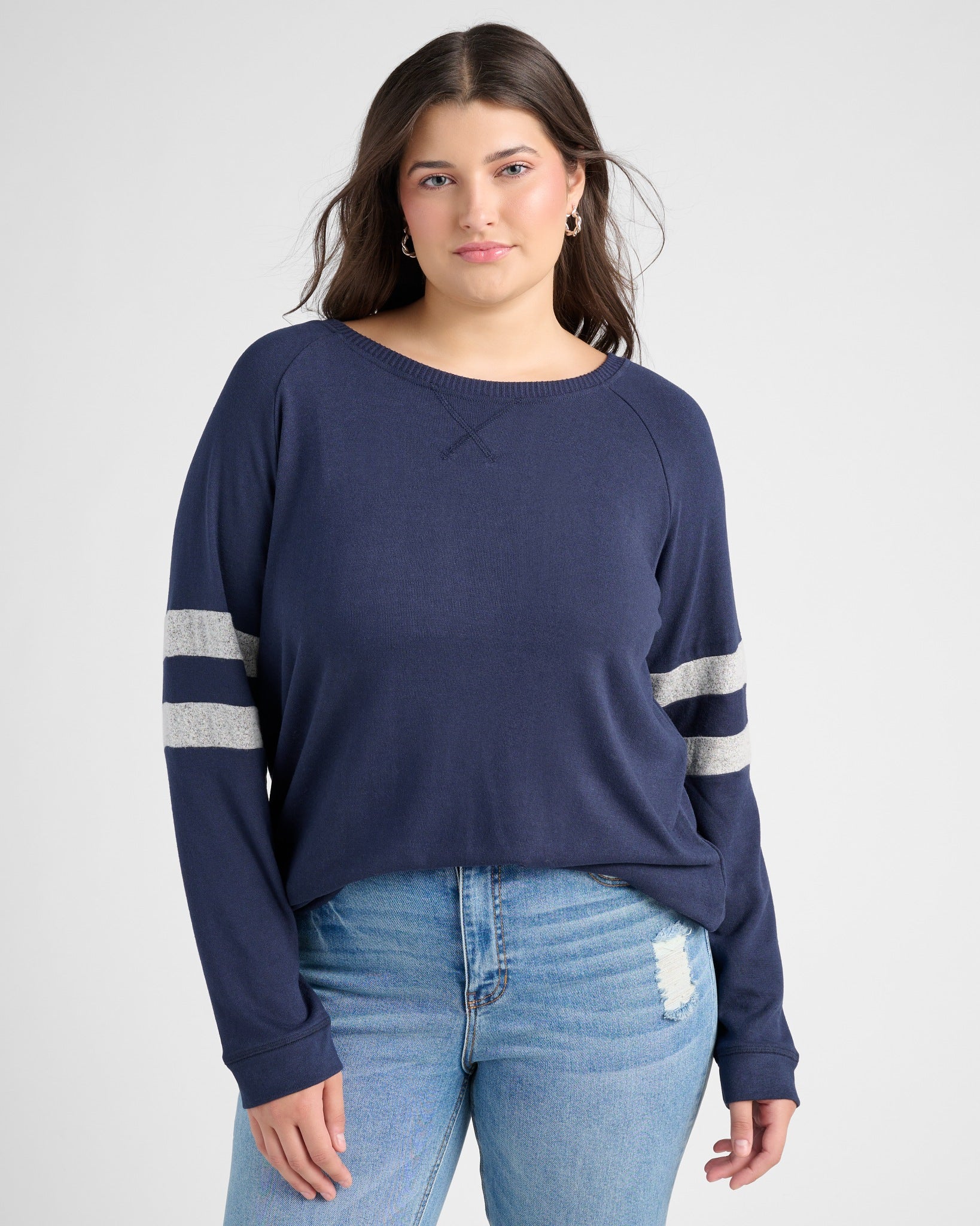 Navy/H. Grey $|& SEAS Shoreline Varsity Cozy Top - SOF Front