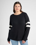 Black/Cream $|& SEAS Shoreline Varsity Cozy Top - SOF Front