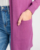 Heather Purple Sage $|& SEAS Pacific Marled Pocket Cardigan - SOF Detail