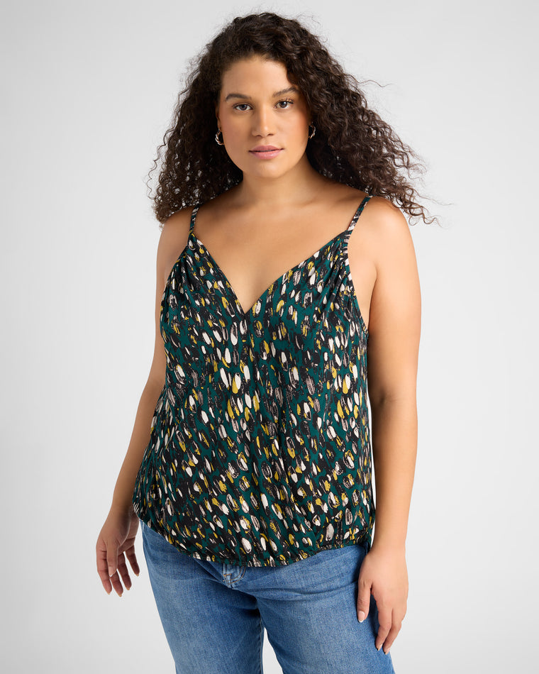 Teal $|& West Kei Printed Knit Cami - SOF Front