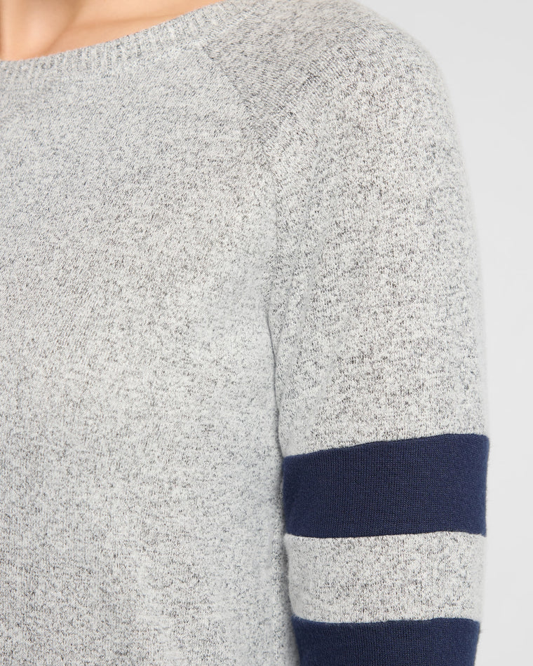 Heather Grey/Navy $|& SEAS Shoreline Varsity Cozy Top - SOF Detail