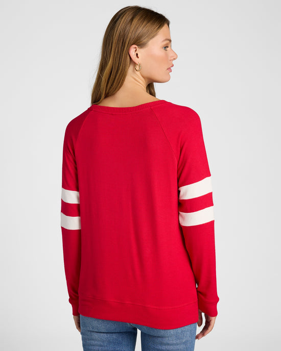 Chilipepper/Cream $|& SEAS Shoreline Varsity Cozy Top - SOF Back