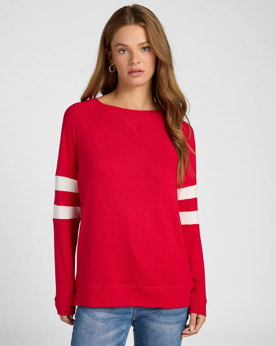 Chilipepper/Cream $|& SEAS Shoreline Varsity Cozy Top - SOF Front