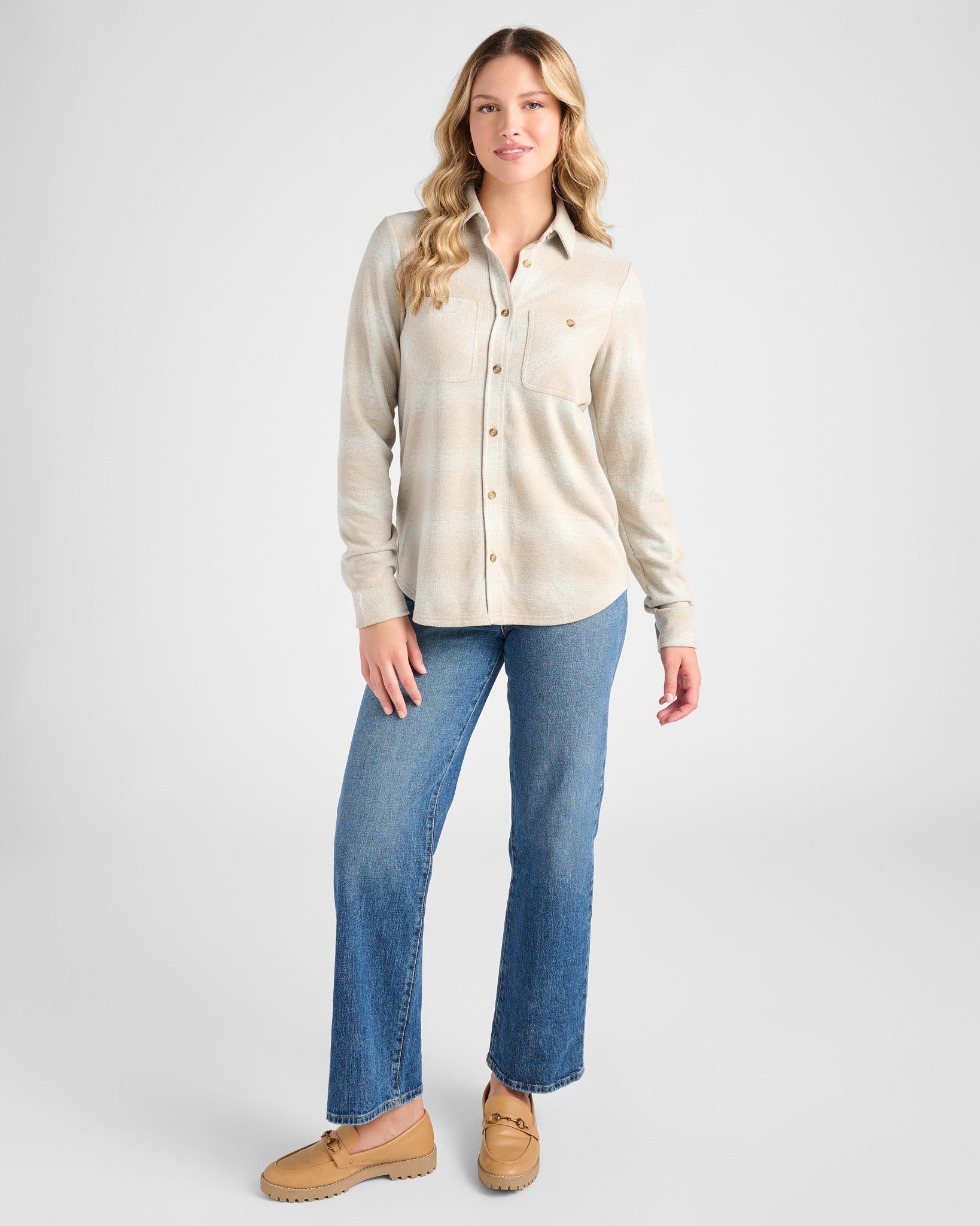 Cream Plaid $|& SEAS Coastline Button Down Plaid - SOF Full Front