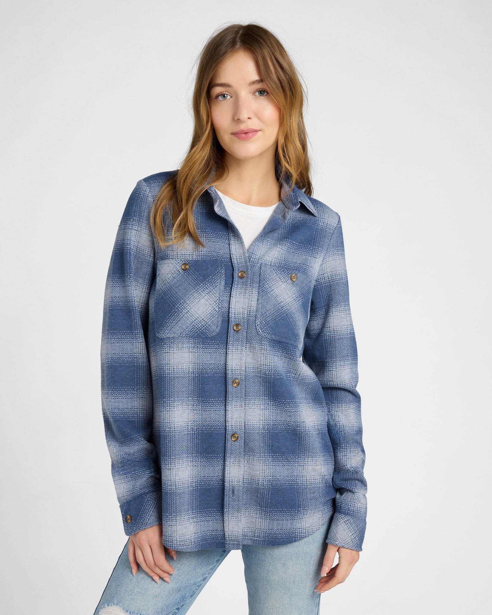 Denim Plaid $|& SEAS Coastline Button Down Plaid - SOF Front
