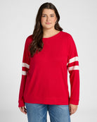 Chili Pepper/Cream $|& SEAS Shoreline Varsity Cozy Top - SOF Front