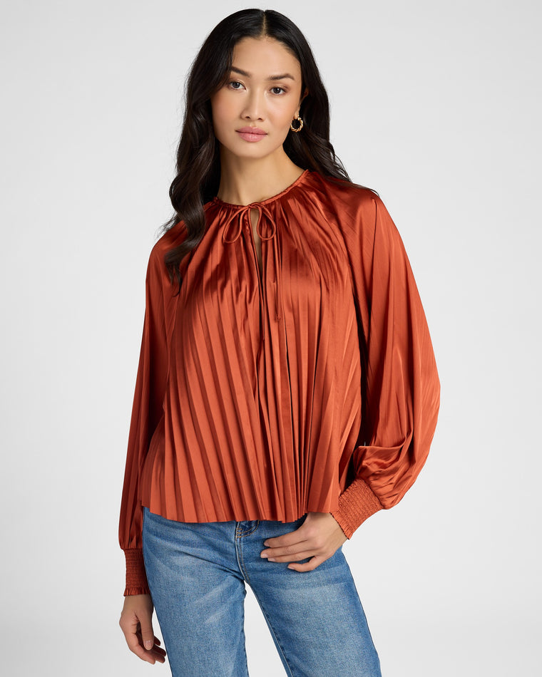 Cathay Spice Orange $|& Dear John Deletta Pleated Tie Front Top - SOF Front