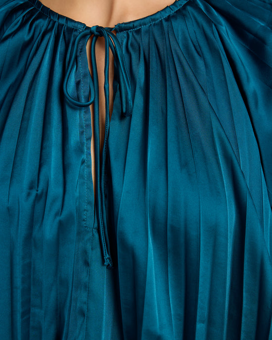 Deep Teal $|& Dear John Deletta Pleated Tie Front Top - SOF Detail