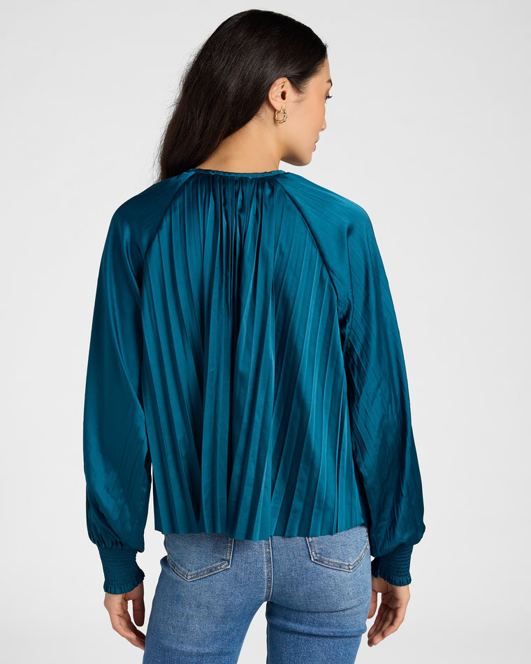 Deep Teal $|& Dear John Deletta Pleated Tie Front Top - SOF Back